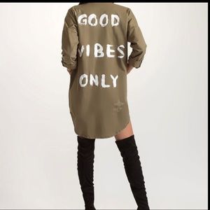 Mustard Seed olive green GOOD VIBES ONLY jacket